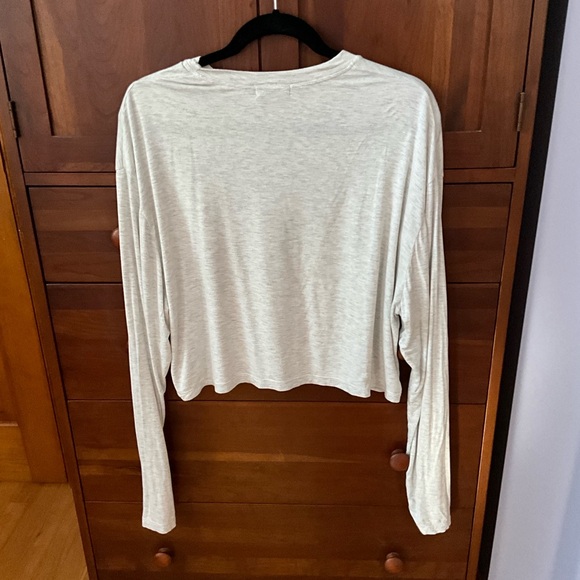 Bumpsuit Cloud Cotton Oversized Long Sleeve Crop Tee Top Heather Gray Sz Small - Picture 9 of 10